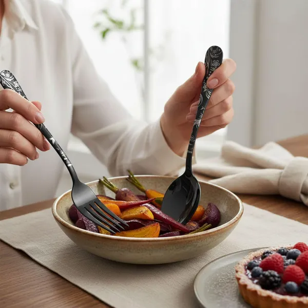 Black_Stainless_Steel_Bloom_Collection_Cutlery_Set_For_Home_And_Kitchen_Pack_Of_6_30_Pcs