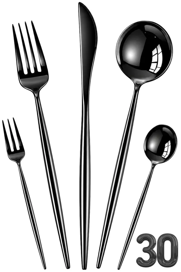 Black_Stainless_Steel_Slim_Elite_Collection_Cutlery_Set_For_Home_And_Kitchen_Pack_Of_6_30_Pcs