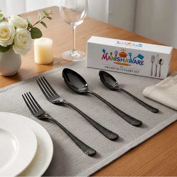 Black_Stainless_Steel_Basic_Cutlery_Set_Artisan_Hammered_Collection_Cutlery_Set_For_Home_And_Kitchen