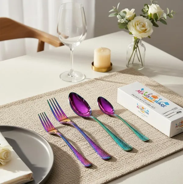 Rainbow_Stainless_Steel_Basic_Cutlery_Set_Artisan_Hammered_Collection_Cutlery_Set_For_Home_And_Kitchen