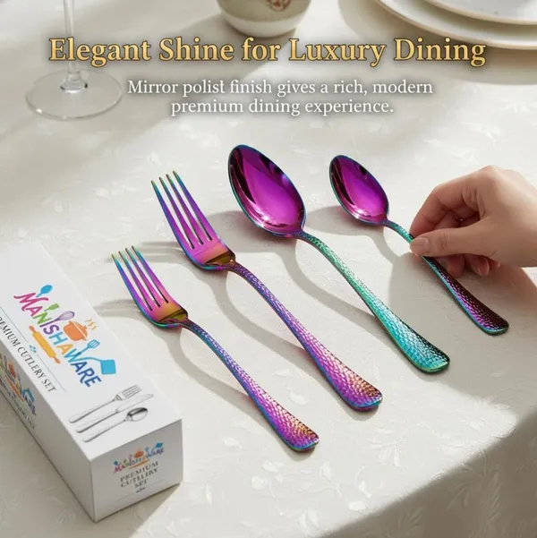 Rainbow_Stainless_Steel_Basic_Cutlery_Set_Artisan_Hammered_Collection_Cutlery_Set_For_Home_And_Kitchen