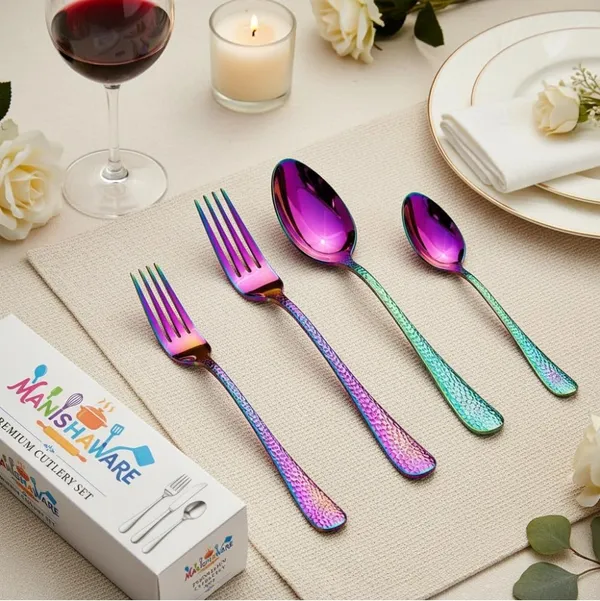 Rainbow_Stainless_Steel_Basic_Cutlery_Set_Artisan_Hammered_Collection_Cutlery_Set_For_Home_And_Kitchen