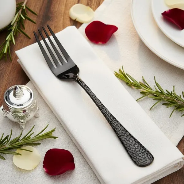 Black_Stainless_Steel_Fork_Set_Artisan_Hammered_Collection_Fork_For_Home_And_Kitchen