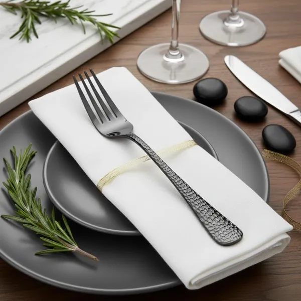 Black_Stainless_Steel_Fork_Set_Artisan_Hammered_Collection_Fork_For_Home_And_Kitchen