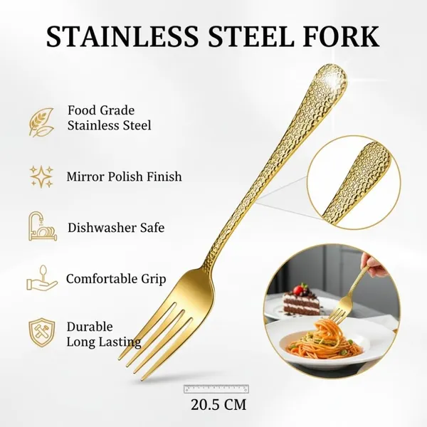 Gold_Stainless_Steel_Fork_Set_Artisan_Hammered_Collection_Fork_For_Home_And_Kitchen