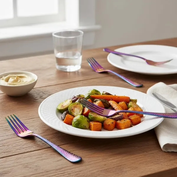 Rainbow_Stainless_Steel_Fork_Set_Artisan_Hammered_Collection_Fork_For_Home_And_Kitchen