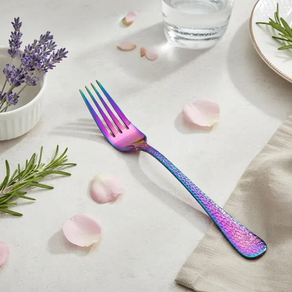 Rainbow_Stainless_Steel_Fork_Set_Artisan_Hammered_Collection_Fork_For_Home_And_Kitchen