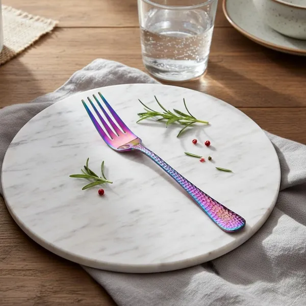 Rainbow_Stainless_Steel_Fork_Set_Artisan_Hammered_Collection_Fork_For_Home_And_Kitchen