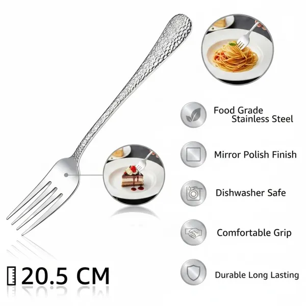 Silver_Stainless_Steel_Fork_Set_Artisan_Hammered_Collection_Fork_For_Home_And_Kitchen