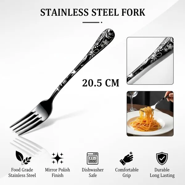 Black_Stainless_Steel_Fork_Set_Bloom_Collection_Fork_For_Home_And_Kitchen