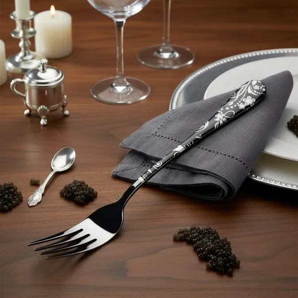 Black_Stainless_Steel_Fork_Set_Bloom_Collection_Fork_For_Home_And_Kitchen