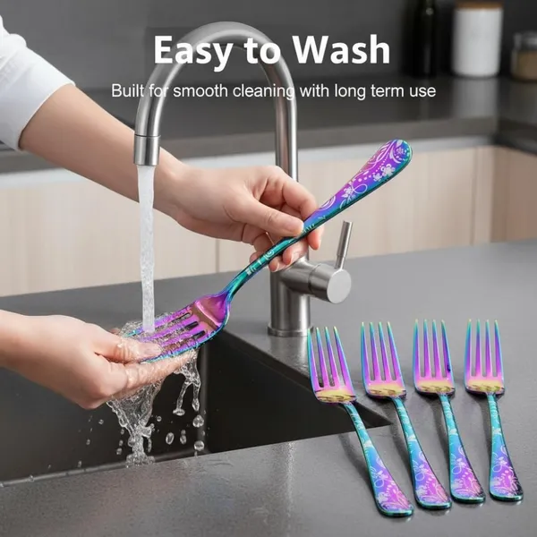 Rainbow_Stainless_Steel_Fork_Set_Bloom_Collection_Fork_For_Home_And_Kitchen