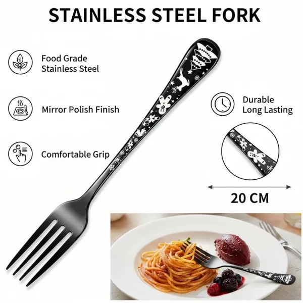 Black_Stainless_Steel_Fork_Set_Celebration_Collection_Fork_For_Home_And_Kitchen