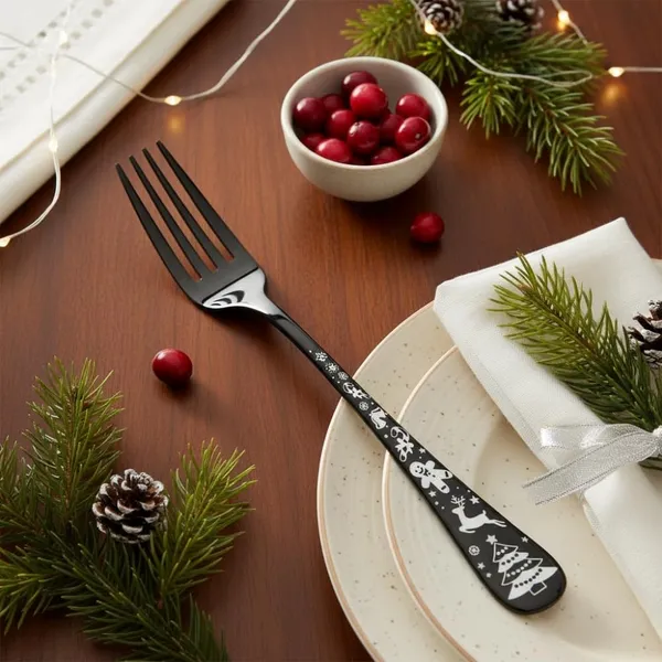 Black_Stainless_Steel_Fork_Set_Celebration_Collection_Fork_For_Home_And_Kitchen