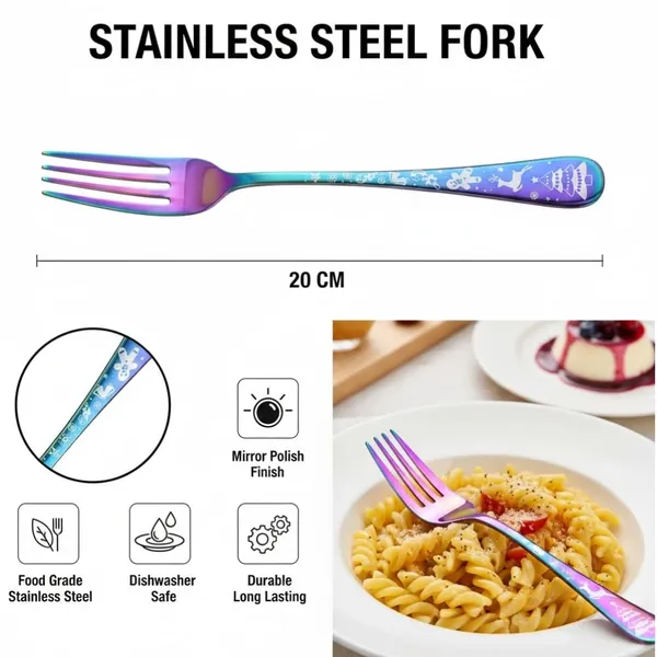 Rainbow_Stainless_Steel_Fork_Set_Celebration_Collection_Fork_For_Home_And_Kitchen