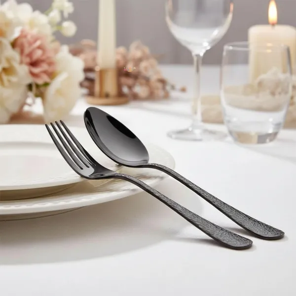 Black_Stainless_Steel_Spoon_Fork_Set_Artisan_Hammered_Collection_Spoon_Fork_For_Home_And_Kitchen