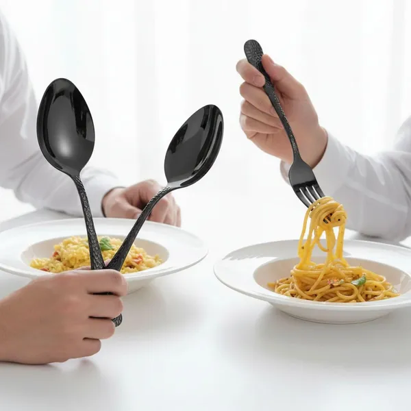 Black_Stainless_Steel_Spoon_Fork_Set_Artisan_Hammered_Collection_Spoon_Fork_For_Home_And_Kitchen