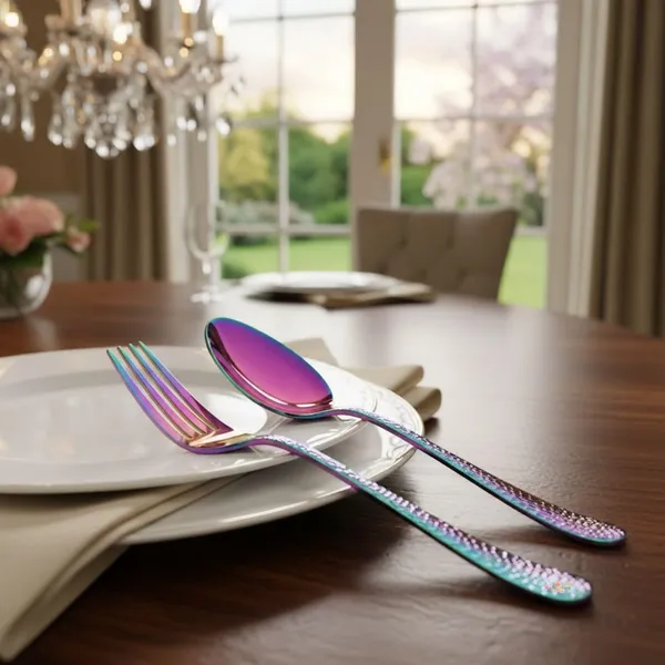 Rainbow_Stainless_Steel_Spoon_Fork_Set_Artisan_Hammered_Collection_Spoon_Fork_For_Home_And_Kitchen