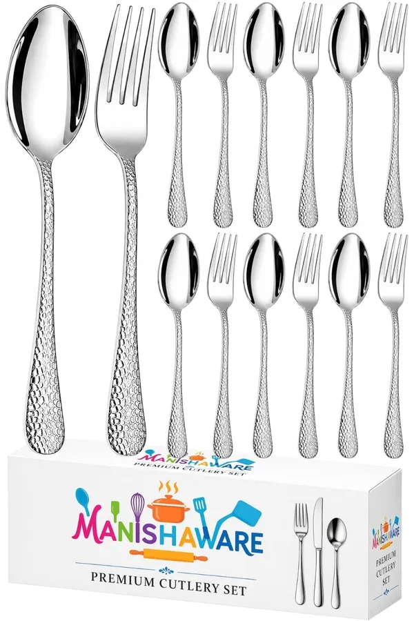 Silver_Stainless_Steel_Spoon_Fork_Set_Artisan_Hammered_Collection_Spoon_Fork_For_Home_And_Kitchen