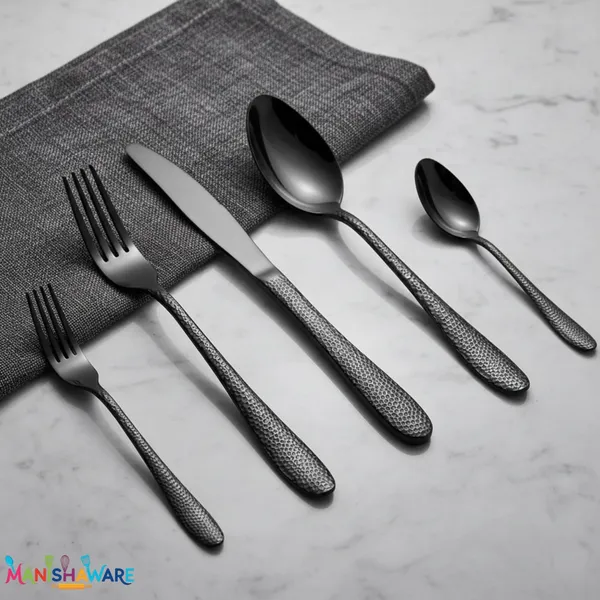 Black_Stainless_Steel_Artisan_Hammered_Collection_Cutlery_Set_For_Home_And_Kitchen