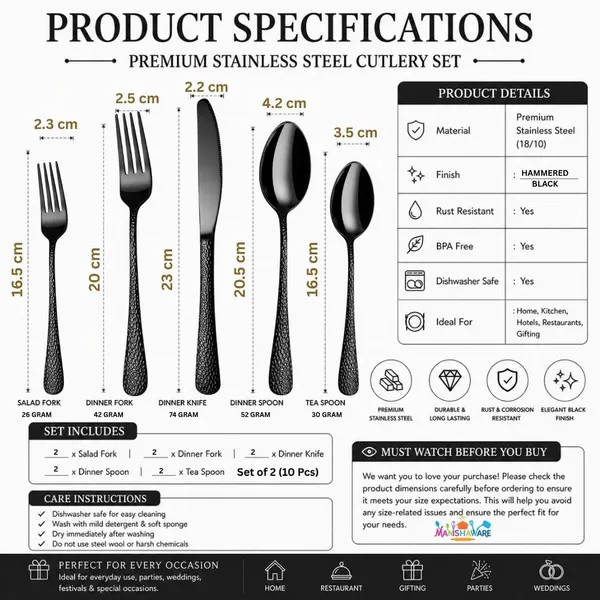 Black_Stainless_Steel_Artisan_Hammered_Collection_Cutlery_Set_For_Home_And_Kitchen