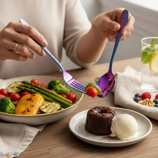 Rainbow_Stainless_Steel_Artisan_Hammered_Collection_Cutlery_Set_For_Home_And_Kitchen