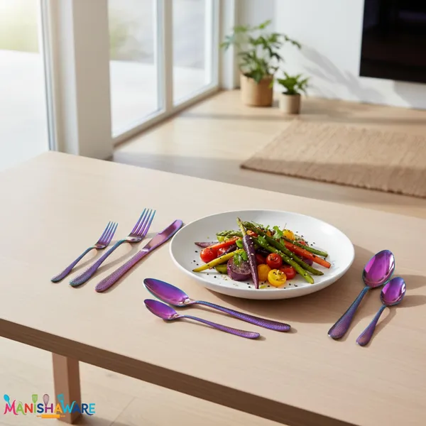 Rainbow_Stainless_Steel_Artisan_Hammered_Collection_Cutlery_Set_For_Home_And_Kitchen