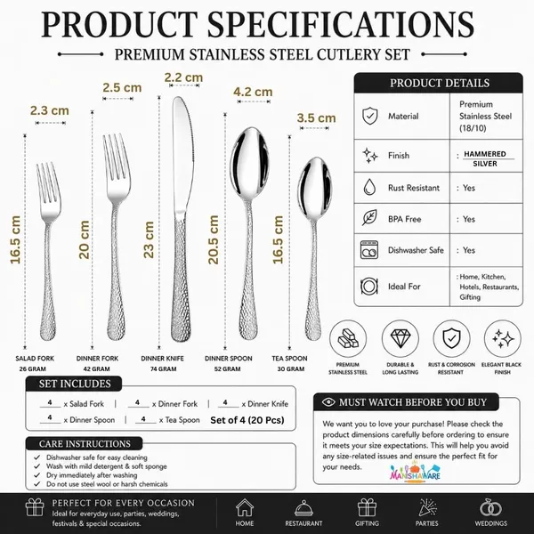 Silver_Stainless_Steel_Artisan_Hammered_Collection_Cutlery_Set_For_Home_And_Kitchen