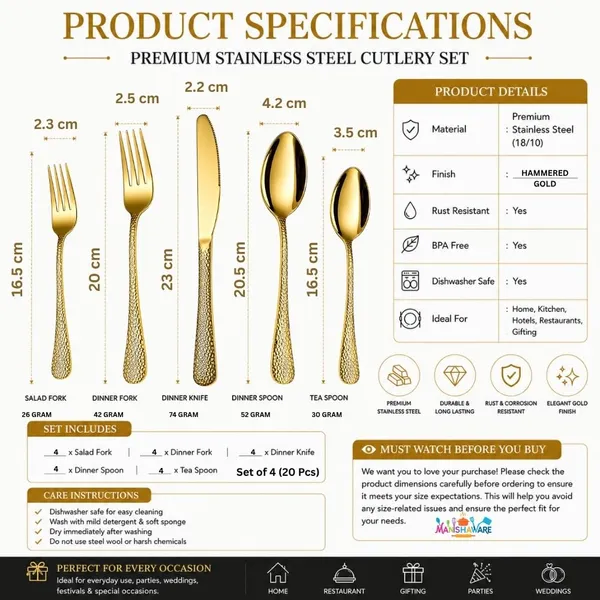 Gold_Stainless_Steel_Artisan_Hammered_Collection_Cutlery_Set_For_Home_And_Kitchen