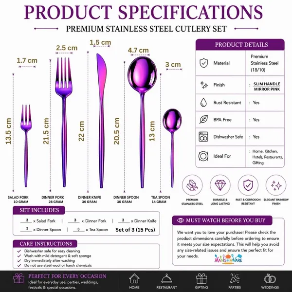 Pink_Stainless_Steel_Slim_Elite_Collection_Cutlery_Set_For_Home_And_Kitchen