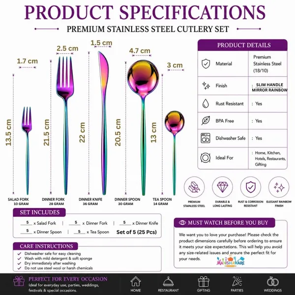 Rainbow_Stainless_Steel_Slim_Elite_Collection_Cutlery_Set_For_Home_And_Kitchen