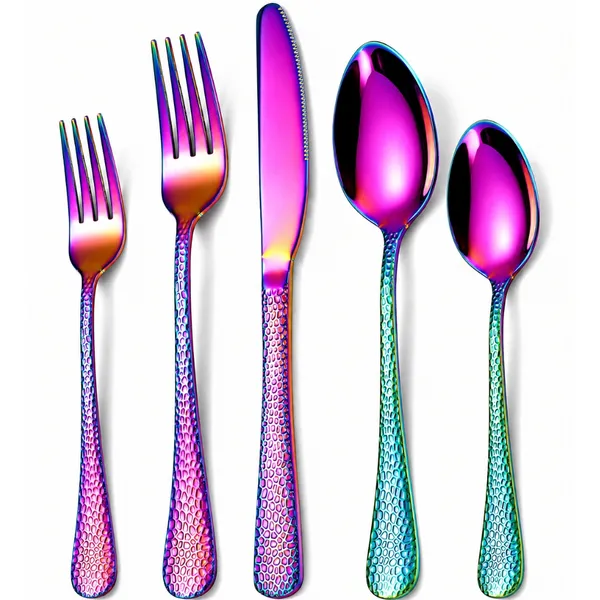 Rainbow_Stainless_Steel_Artisan_Hammered_Collection_Cutlery_Set_For_Home_And_Kitchen_Pack_Of_6_30_Pcs