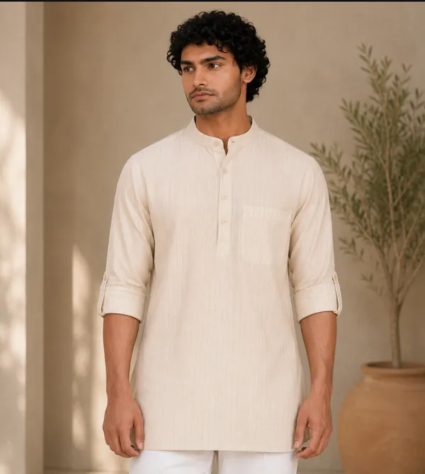 cream_Striped_regular_fit_shirts_for_Men