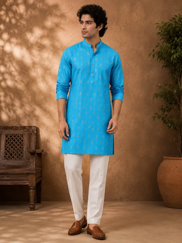 Blue_Printed_Straight_Kurta_for_Men