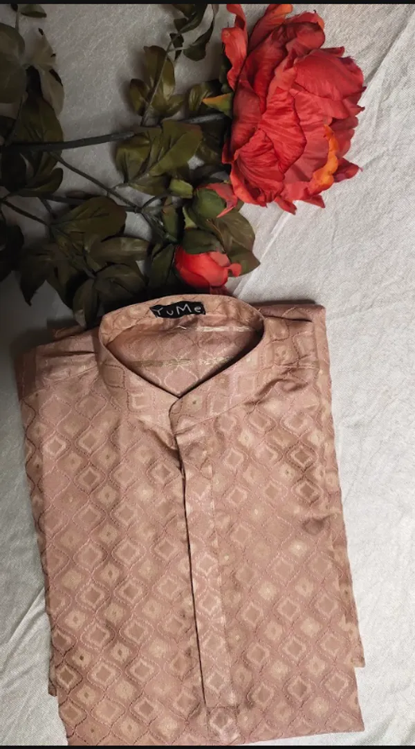 Rose_Pink_Textured_Straight_Kurta_for_men
