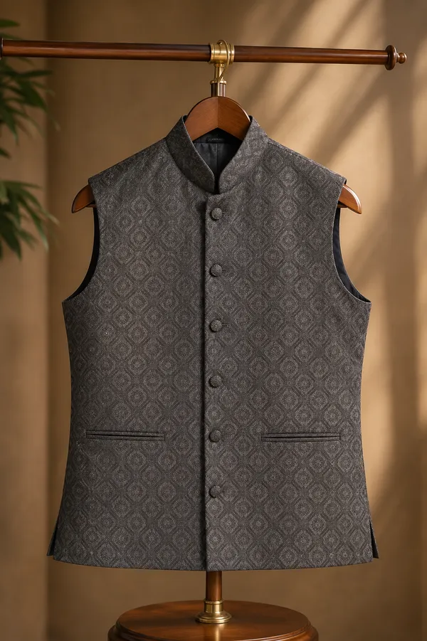 Black_Woven_Patterned_Nehru_Jacket_for_Men