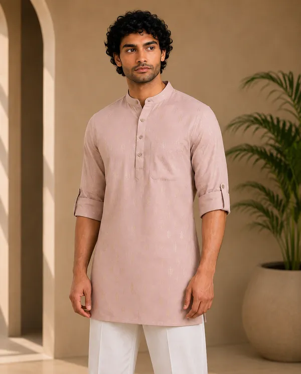 Pink_Textured_Straight_Kurta_for_Men