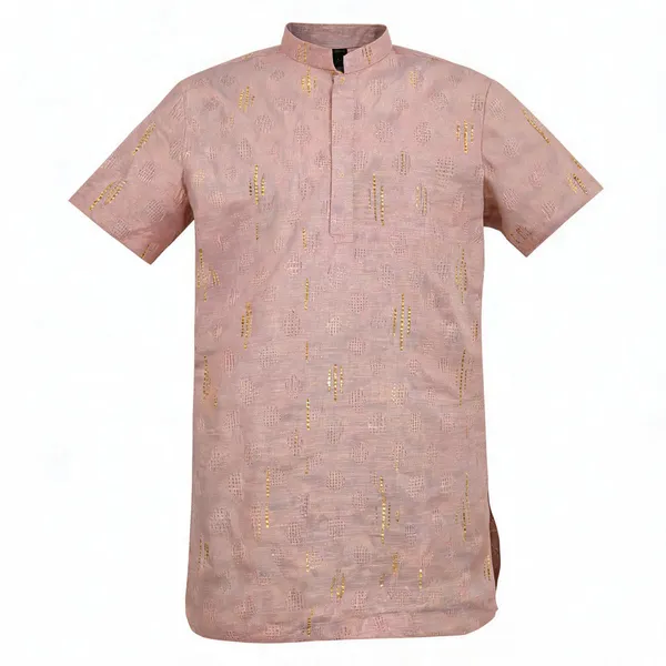 Pink_Textured_Straight_Kurta_For_Men