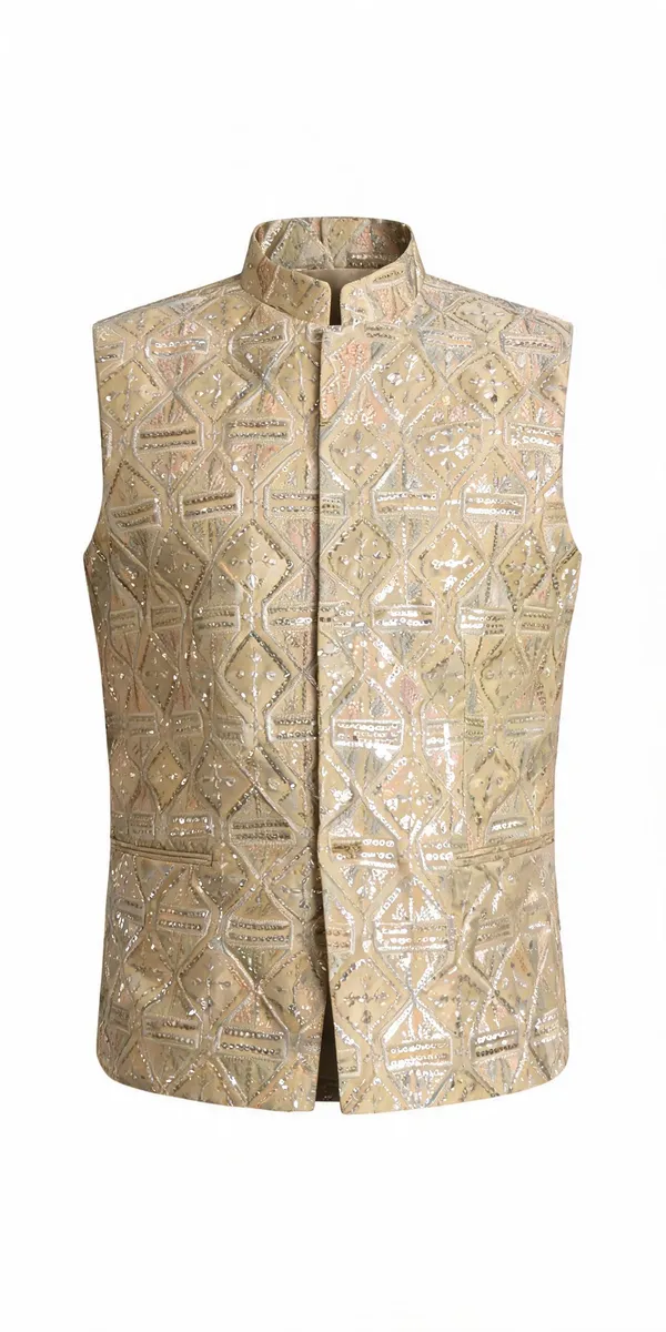 Cream_Patterned_Nehru_Jacket_For_Men