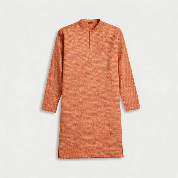Orange_Printed_Straight_Kurta_For_Men