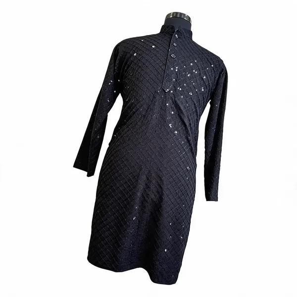 Black_Sequin_Embroidered_Kurta_For_Men