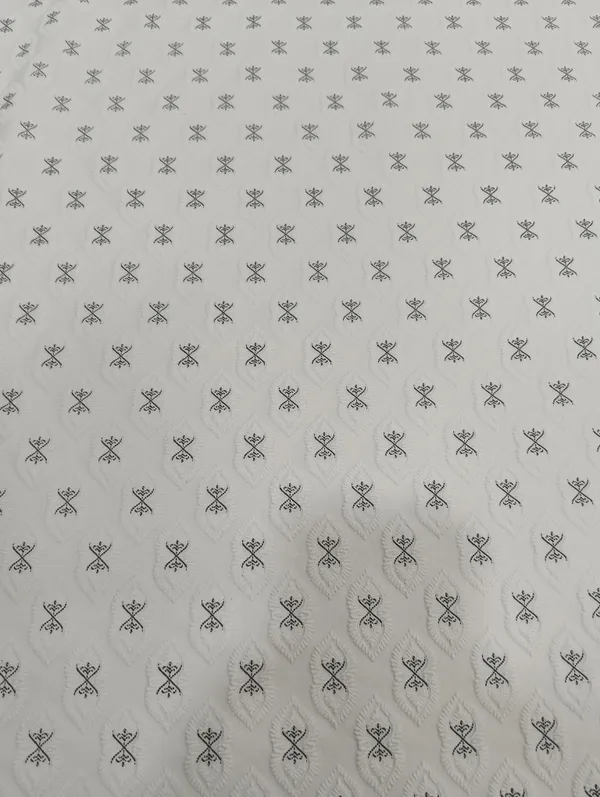 White_Printed_Textured_Straight_Kurta_For_Men