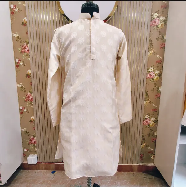 Beige_Jacquard_Floral_Pattern_KURTA_FOR_MEN