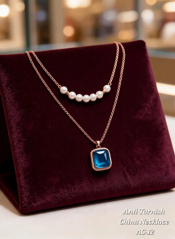 Rose_Gold_&_Blue_Brass_And_Alloy_Layered_Necklace_For_Women