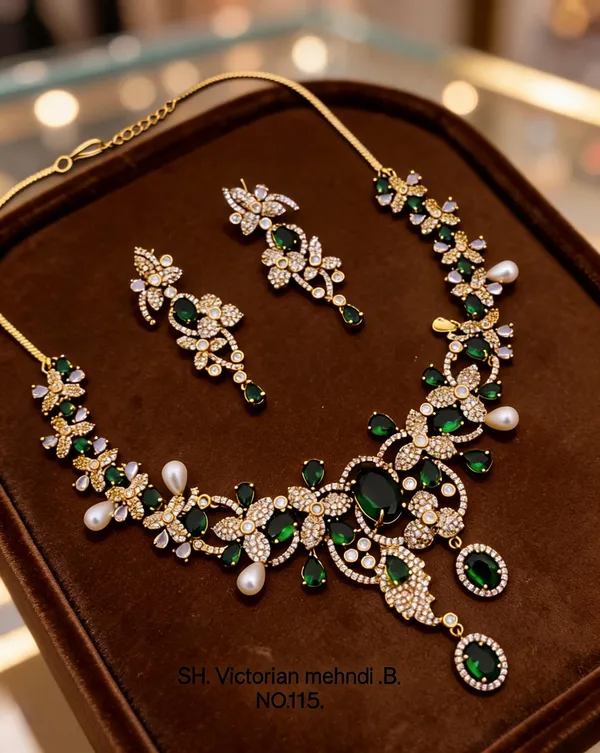 Green_&_Golden_Brass_And_Alloy_Necklace_Set_For_Women