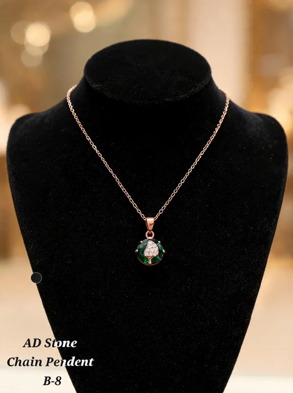 Rose_Gold_&_Green_Brass_And_Alloy_Pendant_Necklace_For_Women