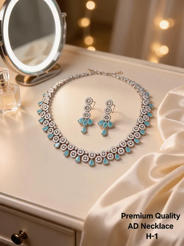 Silver_&_Blue_Brass_And_Alloy_Necklace_Set_For_Women