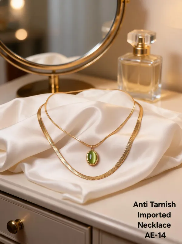 Rose_Gold_&_Green_Brass_And_Alloy_Layered_Necklace_For_Women