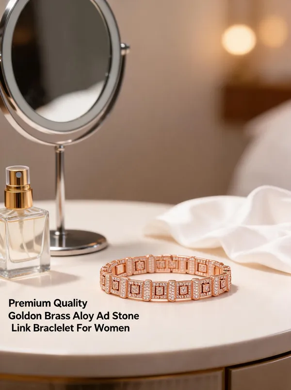 Golden_Brass_And_Alloy_Link_Bracelet_For_Women
