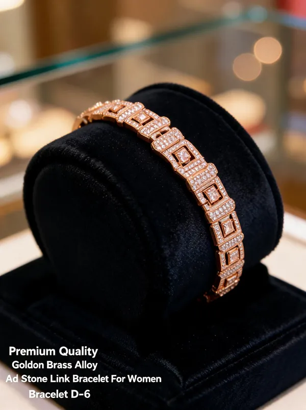 Golden_Brass_And_Alloy_Link_Bracelet_For_Women